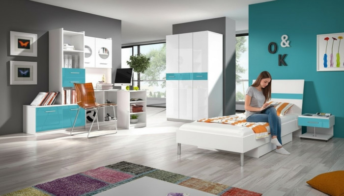 Wardrobe for youth room shelf bookshelf furniture turquoise shelf bookshelf 1-piece