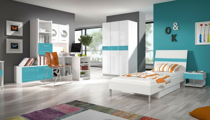 Wardrobe for youth room shelf bookshelf furniture turquoise shelf bookshelf 1-piece