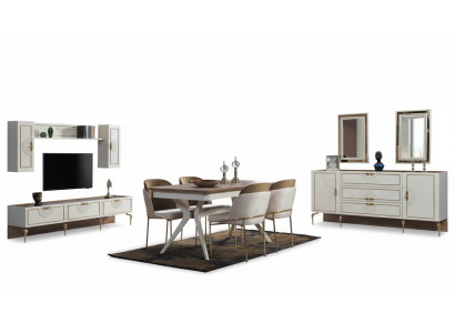 Dining room set, dining table, 4x chair, sideboard group, table, 8-piece set