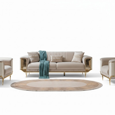 Upholstered Designer Furniture Three-Seater Sofa 3-Seater Sofas Luxury Textile