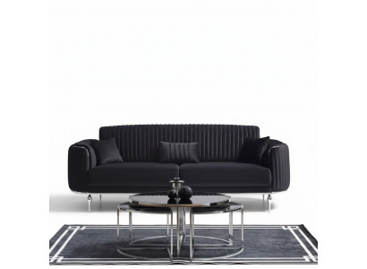 Luxus Dreisitzer Moderne Couch Polster Möbel Schwarze Couchen Sofas Stoff Textil