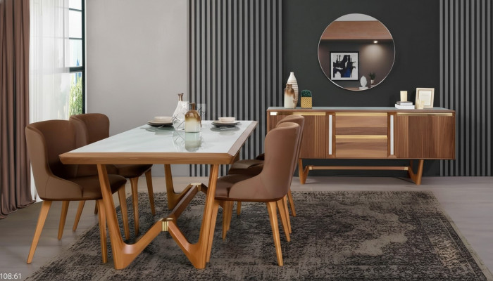 Dining table set 6-piece suite new dining table 4x chairs chair dining room set