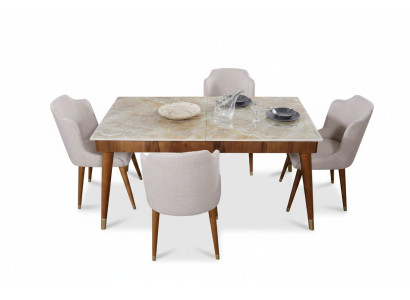 Dining room wooden tables dining set chair group new table with 4x design chairs 5-piece set