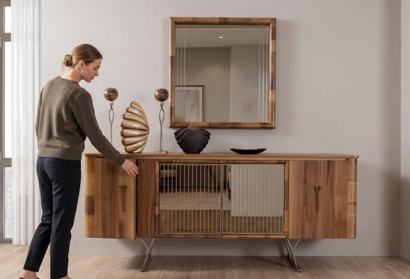 Sideboards Wood Cabinet Furniture Dressers Brown New Sideboard with Mirror Side Table