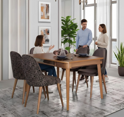 Table Design Chairs 5-piece Dining Room Wood Tables Dining Set Chair Group New