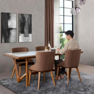Luxury Set Dining Room Dining Table Chair Table Tables Chairs Wood Design 5 pcs New