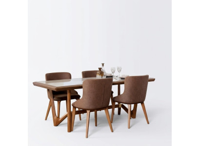 Luxury Set Dining Room Dining Table Chair Table Tables Chairs Wood Design 5 pcs New
