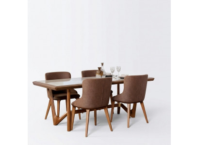 Luxury Set Dining Room Dining Table Chair Table Tables Chairs Wood Design 5 pcs New