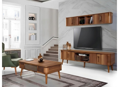 TV wall wood style modern shelf living room furniture cabinet new modern wall unit new