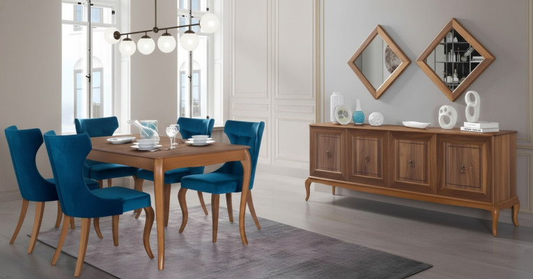 Complete set dining table 4x chairs dining room set dining group wooden table tables 6-piece.
