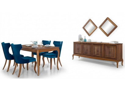 Complete set dining table 4x chairs dining room set dining group wooden table tables 6-piece.