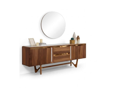 Sideboard Cabinet Set Italian Furniture 2-piece. Wooden Wardrobe Cabinet with Mirror