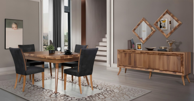 Dining room set, dining table, 4 chairs, sideboard, tables, wood design group, 6-piece set