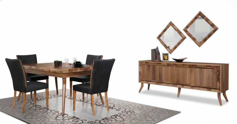 Dining room set, dining table, 4 chairs, sideboard, tables, wood design group, 6-piece set
