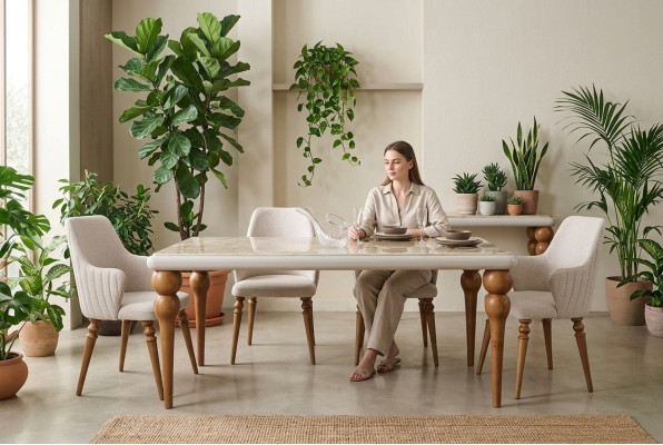Dining room set table with 4x chairs, chair group, 5-piece suite, dining table suite, table.