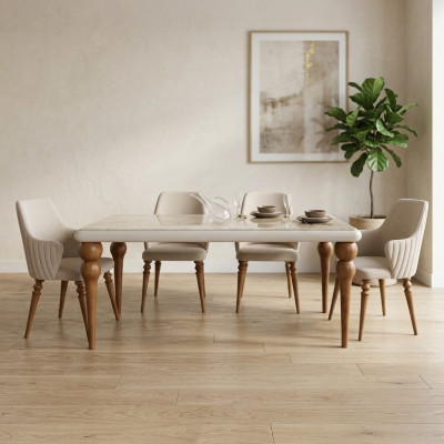 Dining room set table with 4x chairs, chair group, 5-piece suite, dining table suite, table.