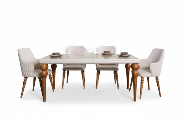Dining room set table with 4x chairs, chair group, 5-piece suite, dining table suite, table.