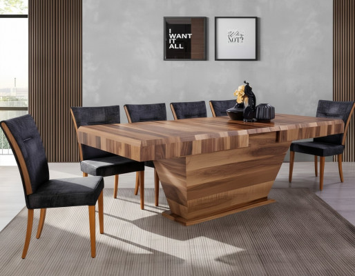 Table + 6 Chair Set Upholstery 7-piece New Designer Wood Dining Living Room Set