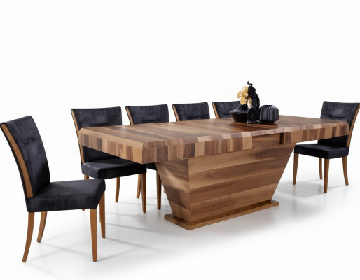 Table + 6 Chair Set Upholstery 7-piece New Designer Wood Dining Living Room Set