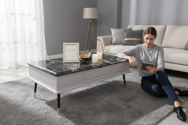Living room coffee table stone look table side table sofa tables living room