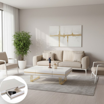 Coffee table table side table living room side table modern tables white gold