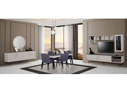 Complete Dining Set 7-piece. Dining Room Sideboard Set Modern Table 4x Chairs RTV