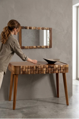 Console table, chests of drawers, furniture style, console dressing table, Italian style, brown.