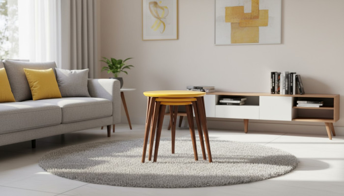 Wooden tables side tables plant stand set side table coffee table 3-piece set.