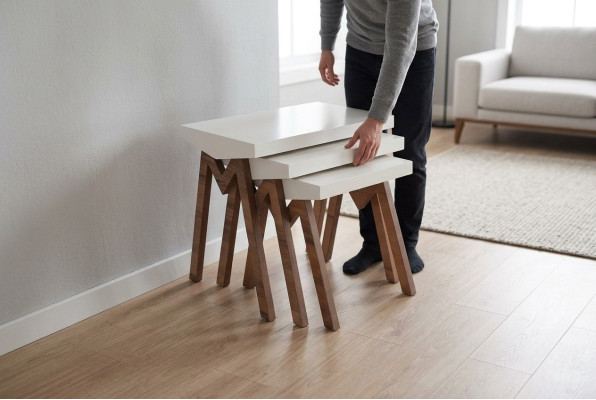 Plant stand side tables wooden table set side table coffee table 3-piece set.