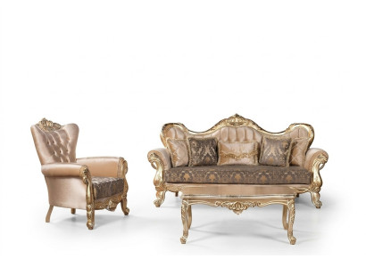 Chesterfield Sofa Set Couch Upholstered Furniture Baroque Rococo Table 3-piece