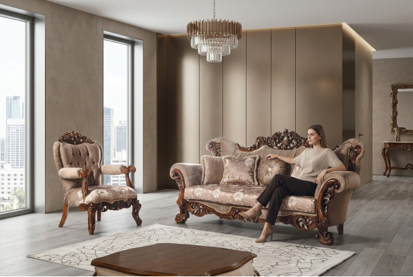 Sofa set 3+1 armchair seating coffee table sofa new sofas set style Art Deco