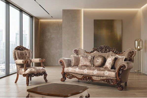 Sofa set 3+1 armchair seating coffee table sofa new sofas set style Art Deco