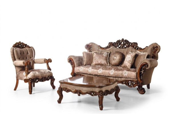 Sofa set 3+1 armchair seating coffee table sofa new sofas set style Art Deco