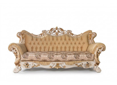 Chesterfield Baroque Three-Seater Couch Furniture Sofa Sofas Fabric Beige
