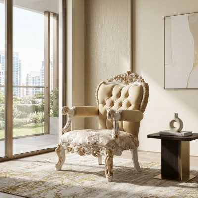 Classic Armchair Single Seat Throne Baroque Rococo Living Room Lounge Chair