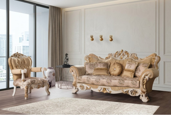 Living Room Luxury Sofa Beige Sofa Set Sofas Armchair 3+1 Seater Fabric Design