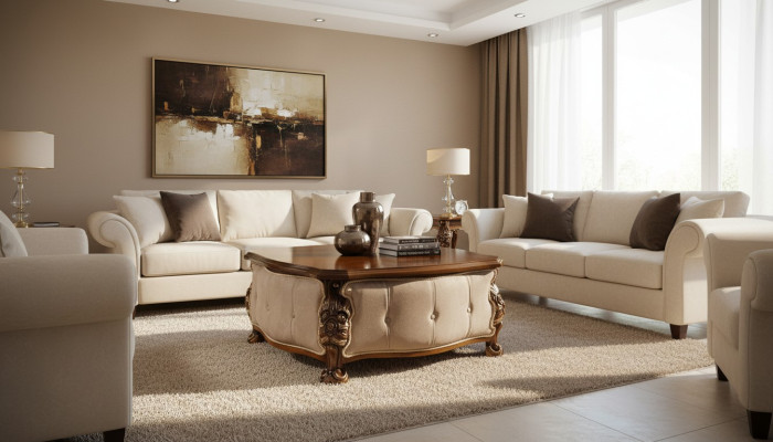 Wood Coffee Table Classic Living Room Furniture Brown Square