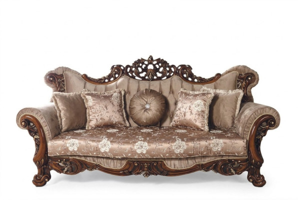 Baroque Three-Seater Chesterfield Couch Furniture Sofa Couches Fabric Brown