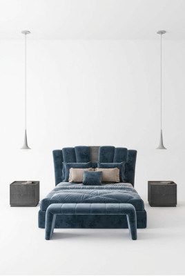 Luxury double hotel beds Italian furniture new modern bed blue upholstery design