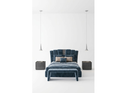 Luxury double hotel beds Italian furniture new modern bed blue upholstery design