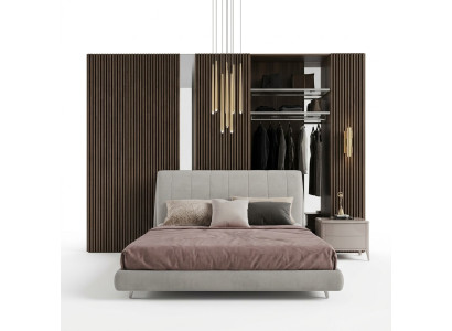 Double bed wood upholstered beds double bed frame modern luxury bedroom bed