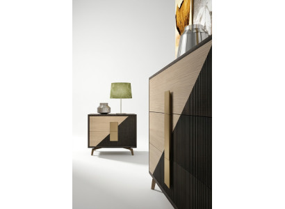 Luxury bedside console side table wood furniture bedroom brown metal new