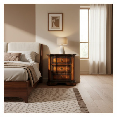Classic nightstand side table brown design night dresser night console furniture