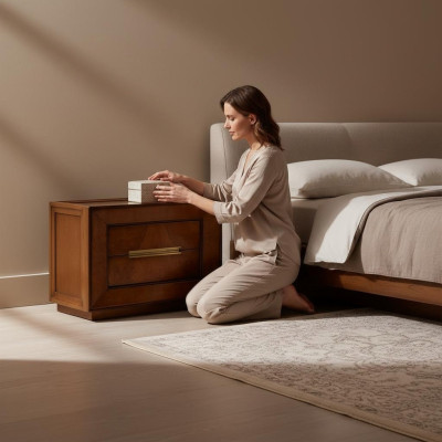 Bedroom furniture table nightstand brown wood furniture design side table tables