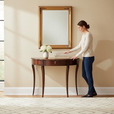 Half-round console wood console telephone table hallway side tables solid wood