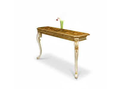 Console table, country house style, classic telephone tables, gold appearance with carved legs