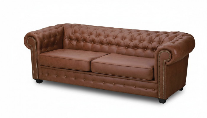 Three-seater couch textile brown sofa upholstery furniture furnishing sofas couches