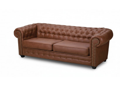 Three-seater couch textile brown sofa upholstery furniture furnishing sofas couches