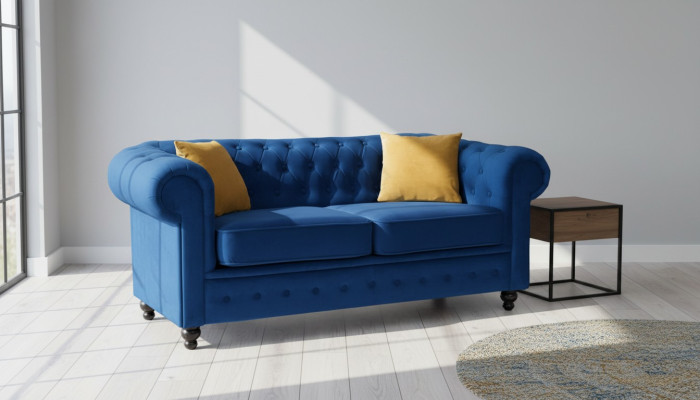 Blue living room couch cushion furniture two-seater couches sofas fabric textile