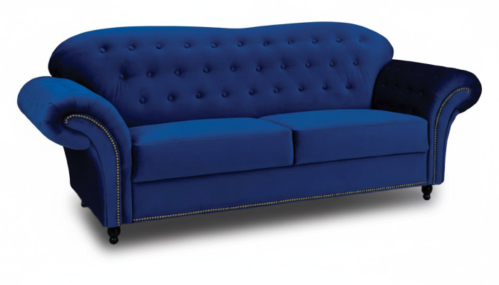 Three-seater couch textile blue sofa upholstery furniture furnishings sofas couches